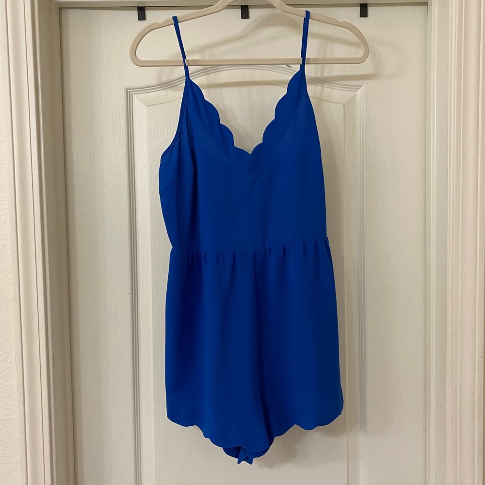 Cobalt Blue Scalloped Romper - Medium